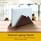 Dual Laptop Holder Vertical Stand 2 Slots Wooden - Dark Brown (Walnut Color) - Vertical Holder for Desk, MacBook Pro & Air, Desktop Organizer Made of Natural Wood, Adjustable Stand for Notebooks - Image 2