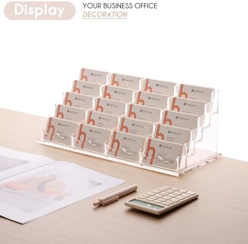 HeZone Business Card Holder for Desk Multiple Cards Display Stand Rack for Women and Men Clear Acrylic Card Organizer 20 Slot 5 Tier Large Capacity-Holds 1000 Cards -1 Pack (20 Cell H) - Image 5