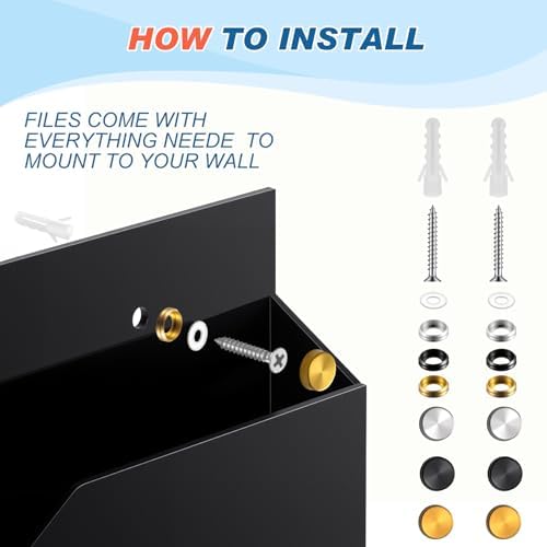 Feifeiya 1 Pcs Black Acrylic File Holder Wall Mount, 14"x8.3"x2.4" - Image 3