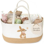 Baby Diaper Caddy Organizer, Bunny Cotton Rope Nursery Basket by KeminaBlankets
