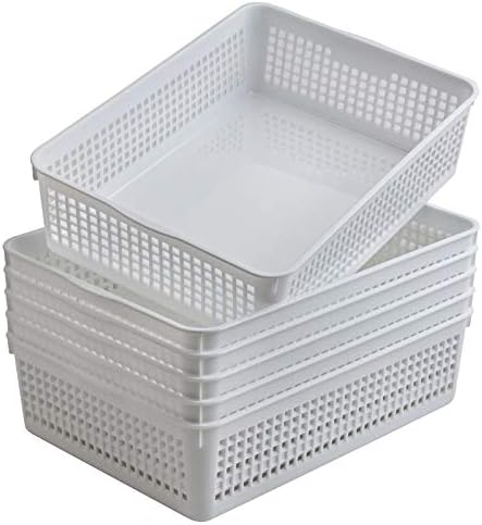 Aebeky A4 Size Plastic Paper Storage Trays,Desktop File Organizer Baskets,6-Packs (White) by Aebeky