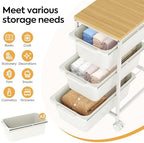 KINGBOARD Slim Rolling Cart with 3 Drawers, Metal Utility Storage Cart - Image 3