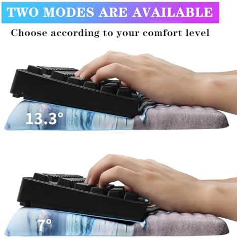 Computer Keyboard Stand with Wrist Rest, Ergonomic Tilted Keyboard Holder - Keyboard Riser with Wrist Pad - Keyboard Tray Support for Office Home - Beach - Image 2