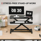 SANODESK Standing Desk Converter 28" Desk Riser for Home Office, Compact Sit Stand Desktop Workstation for Laptop & Monitor, Ergonomic Height Adjustable Riser, Black - Image 7