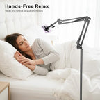 Kefotic Floor Magnetic Phone Holder for Bed Laying Down, Adjustable Bedside Phone Stand for iPhone Magsafe, Headboard Cell Phone Mount for Reading - Image 3