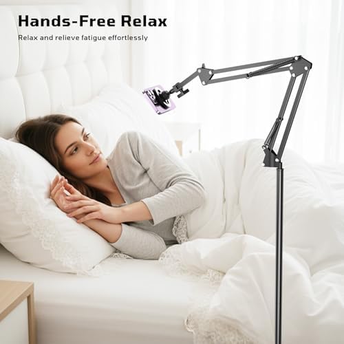 Kefotic Floor Magnetic Phone Holder for Bed Laying Down, Adjustable Bedside Phone Stand for iPhone Magsafe, Headboard Cell Phone Mount for Reading - Image 3