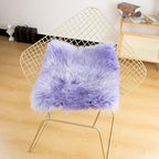 LLB Sheepskin Chair Cover - Office Cushion, Dining Room Pad, Desk Seat for Computer, Fur Area Rug for Living Room, 18x18 Inch (Pack of 1), Taro Purple - Image 4