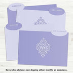 Designer Greetings Greeting Card Organizer Box with Dividers and Calendar, Decorative Lavender Damask Pattern (9.5” x 7.25” x 6”, Holds Up to 75 Greeting Cards), purple - large (711-00005-0000) - Image 4