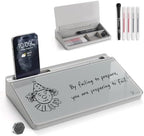 TOWON Compact Glass Desktop Whiteboard with Storage 12x7 in, Gray by TOWON