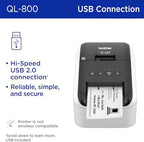 Brother QL-800 High-Speed Professional Printer, Plug & Label, DK Pre-Sized, Multi-System Compatible, Black & Red, USB Cable Included - Image 2