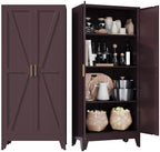 COFaR Metal Pantry Cabinet, Red Kitchen Storage Cabinets with 2 Barn Door by COFAR