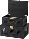 2PCS Decorative Rattan Storage Box Basket with Lid Wooden Frame by VinneGenzz
