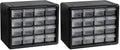 Akro-Mils 16-Drawer Plastic Storage Cabinet | 10-1/2 x 6-1/2 x 8-1/2 Inch | Black | Model 10116 | Garage Organization by Akro-Mils