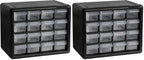 Akro-Mils 16-Drawer Plastic Storage Cabinet | 10-1/2 x 6-1/2 x 8-1/2 Inch | Black | Model 10116 | Garage Organization by Akro-Mils