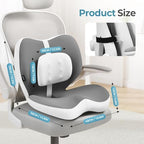 FLORICH 2 in1 Truck Seat Cushion and Lumbar Support Pillow Memory Foam Car Seat Cushion with Adjustable Strap for Truck Driver Long Drives, Fits Semi Truck Seat,Car,Office&Gaming Chair(Grey) - Image 3