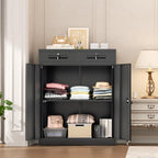 INTERGREAT Metal Garage Storage Cabinets with Lock,Steel Storage Cabinet with Drawer and 2 Adjustable Shelves, Small Lockable Office Steel Cabinet for Home, Warehouse, School, Black - Image 2