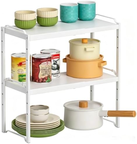 Expandable Cabinet Shelf Organizer, Metal Kitchen Countertop Storage Shelf by X-cosrack