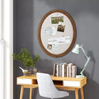 SOFE Oval Framed Linen Bulletin Board, Unique Fabric Pin Boards 21x17 - Image 3