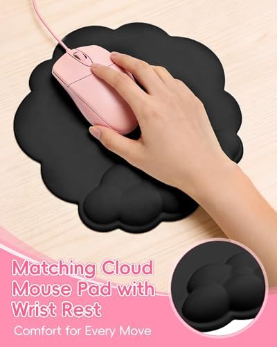 Ergonomic Cloud Wrist Rest Set for Keyboard and Mouse, Black - Image 6
