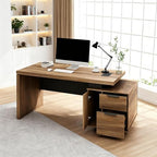 63“ Executive Office Desk with File Drawer, Modern Professional Desk with Cable Management Box, Office Desk with Storage Cabinet & Privacy Panel, 1.8” Thick Desktop for Home Office (Wood, Right) - Image 3