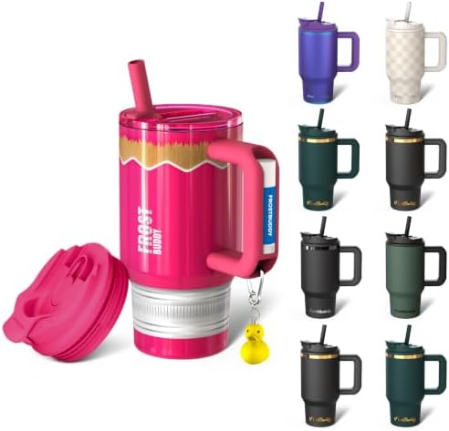 Frost Buddy Thicc Buddy 16oz Tumbler - Spill-Proof Flip Lid (Pink Pencil) by FrostBuddy