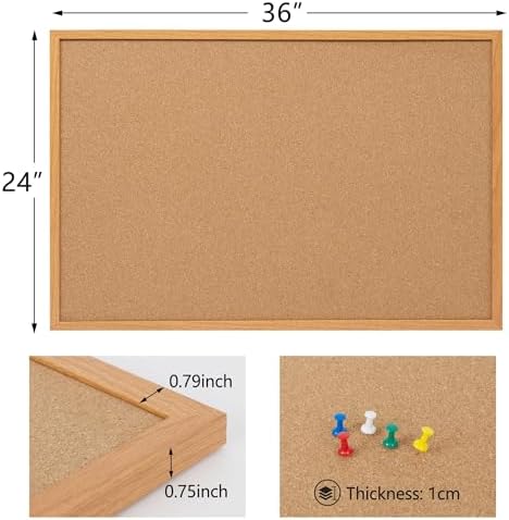 Cork Board Bulletin Board 24 x 36, Wood Framed Corkboard for Wall - Image 7