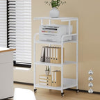 4-Tier White Printer Stand with Wheels, Extra Large Tall Printer Table with Storage Shelf, 4 Tier Printer Cart, Home Printer Stands (White) by Vokumba