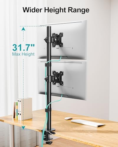 Stacked Monitor Mount for Max 32" Screens, Vertical Dual Monitor Stand - Image 3