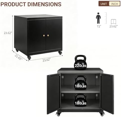 Printer Stand with Storage Cabinet & Wheels - Image 2