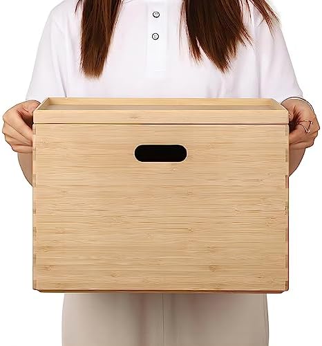 BAMOTTO CRAFTBAMBOO Large Lidded Bamboo Storage Bin 14.6”x10.2”x9.6” by BAMOTTOCRAFTBAMBOO