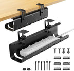 2 Pack No-Drill Under Desk Cable Management Tray 33.8 inch Large Wire Cord Organizers, Cable Management Under Desk for Home and Office No Damage Black by Unknown
