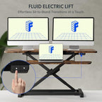 FLEXISPOT 40" Electric Standing Desk Converter, Motorized Sit to Stand Desk Riser, Height Adjustable Desktop Dual Monitor Workstation with Large Keyboard Tray, Rustic Color - Image 4