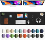 Aothia Faux Leather Desk Mat - Large Mouse Pad, Non-Slip PU Leather Blotter, Waterproof Writing Surface for Office and Home (Black, 63" x 17") by AothiaSimpleNaturalUnique