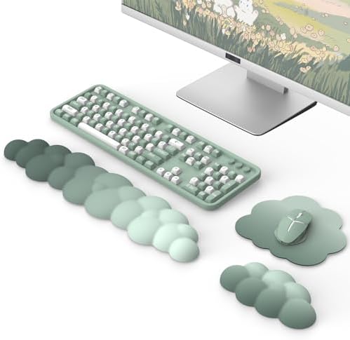 MoKo Cloud Wrist Rest for Keyboard and Mouse with Mouse Pad, Green by MoKo