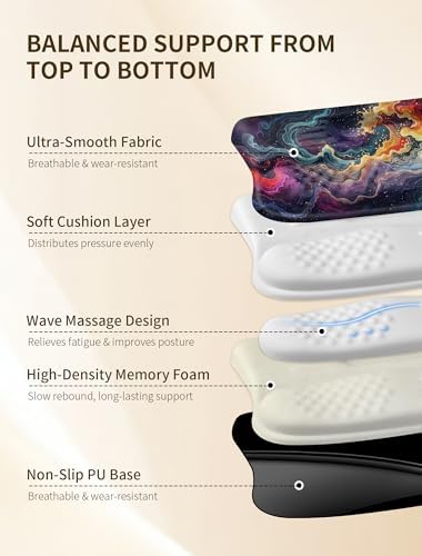 2-in-1 Set, Ergonomic Keyboard Stand with Wrist Rest and Mouse Pad with Wrist Support, Memory Foam for Carpal Tunnel Pain Relief, Improves Wrist Typing Posture, Starry Sky - Image 5