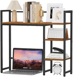 Snughome Desk Shelf, 31.9" Desktop Organizer Shelf, Desk Hutch for Computer Monitor, 4 Tier Desk Top Display Rack, Wood Desktop Bookshelf Storage Rack for Home Office Dorm, Rustic Brown by Snughome