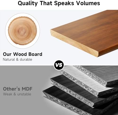 Dual Monitor Stand, 35.4 Inch Monitor Stand Riser for 2 Monitors, 2 Tiers Wood Desk Shelf with Storage, Desktop Organizer Stand for Computer, Laptop, Printer, TV - Image 4