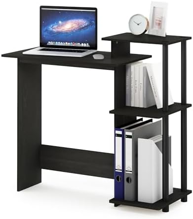 Furinno Efficient 29-Inch Black Computer Desk with Side Shelves, Gaming Desk with 3 Open Shelves, Home Office Desk, for Home Office, Study Room, Dorm, Bedroom, Black Espresso - Image 3