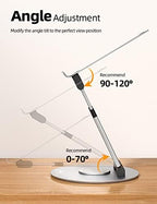 Nulaxy 18" Height Telescopic 360 Rotating Aluminum Laptop Stand Desk Silver - Image 4