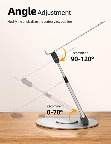 Nulaxy 18" Height Telescopic 360 Rotating Aluminum Laptop Stand Desk Silver - Image 4