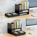 Desk File Organizer for Home, Office, School, Wooden Frame Desktop Storage Solution for Office Supplies, Documents, Papers, Folders and Stationery, Space-Saving and Stylish Document Sorter - Image 2