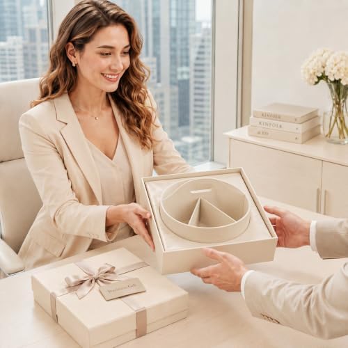 Aesthetic PU Leather Rotating Desk Storage Organizer, Beige - Image 3