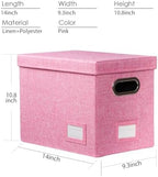 PRANDOM File Organizer Box - Set of 2 Collapsible Decorative Linen Filing Storage Hanging File Folders with Lids Office Cabinet Letter Size Pink (14x9.3x10.8 inch) - Image 7