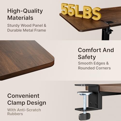 PEGZONE Desk Extender Tray, 24" x 12", with Storage Drawer, Medium, Walnut - Image 3