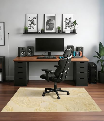 chakme Office Chair Mat for Hardwood Floor, 48"x36" Easy Glide Computer Desk Mat Protector for Rolling Chair Under Desk Rug Nonslip Backing, Machine Wash, (Golden Leaf) - Image 2