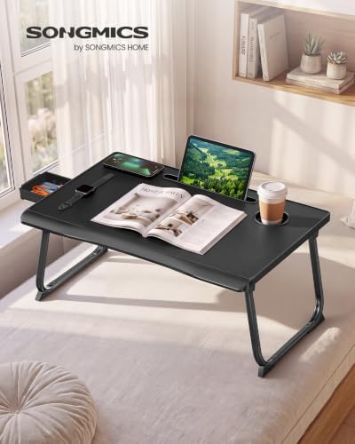 SONGMICS Foldable Lap Desk, Portable Bed Desk Table Tray w/Cup Holder Tray - Image 2