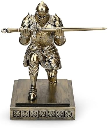 King's Guard Knight Pen Holder with a Letter Opener Desk Organizers Bronze - Image 6