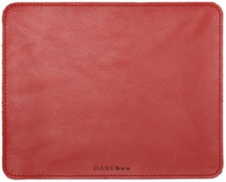 Full-Grain Leather Mouse Pad - Genuine Leather Mouse Mat with Non-Slip Backing, 3mm Thick, Smooth Mouse Glide, Desk Accessory for Office, Work & Gaming (Red, Large 11.8 x 9.8 in) by DAREhue