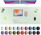 Aothia Faux Leather Desk Mat - Non-Slip PU Leather Desk Blotter, Waterproof Writing Surface, Large Desk Pad for Office & Home (Aqua, 55" x 24") by AothiaSimpleNaturalUnique