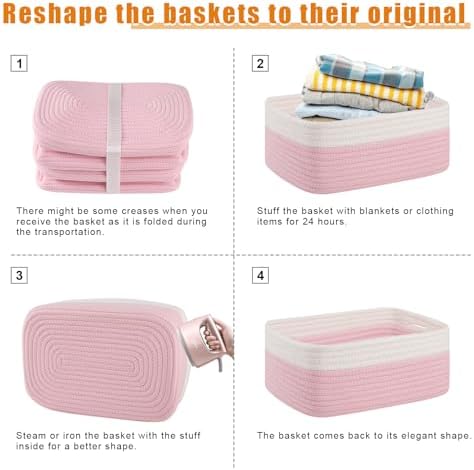 OIAHOMY 4 PACK 7L Storage Baskets for Organizing Storage Bins Pink - Image 7